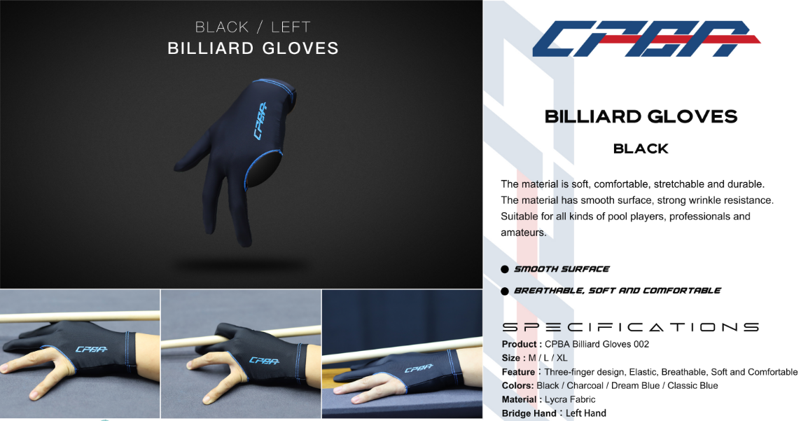CPBA Billiard Glove - Closed Finger